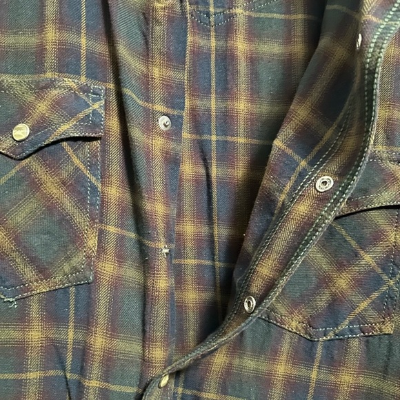 Wrangler Men's Plaid Shirt - Brown and Blue - Picture 5 of 5
